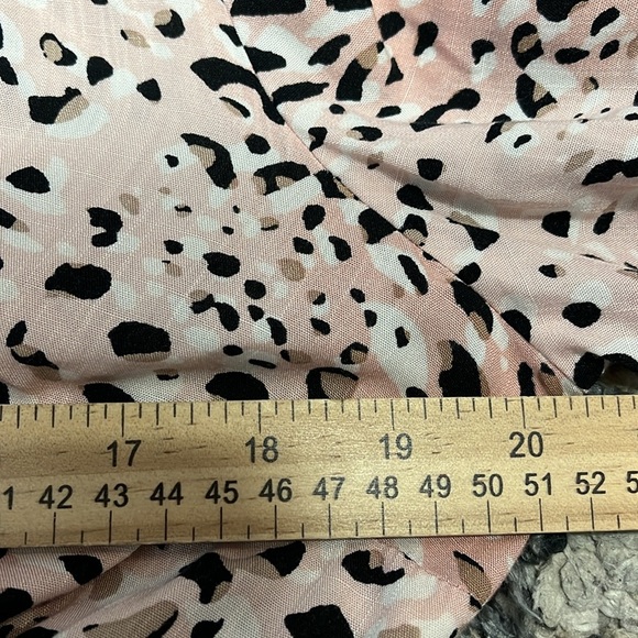 Time and Tru Dress Pink Animal Print Midi Button Front Short Sleeve Medium - Picture 11 of 12